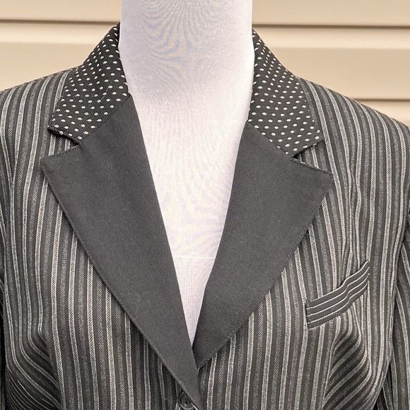 Tina Hagen VTG Wool Blazer Medium Artsy 4 Fabric Patterns Black Gray Silver Sz M - Picture 10 of 15